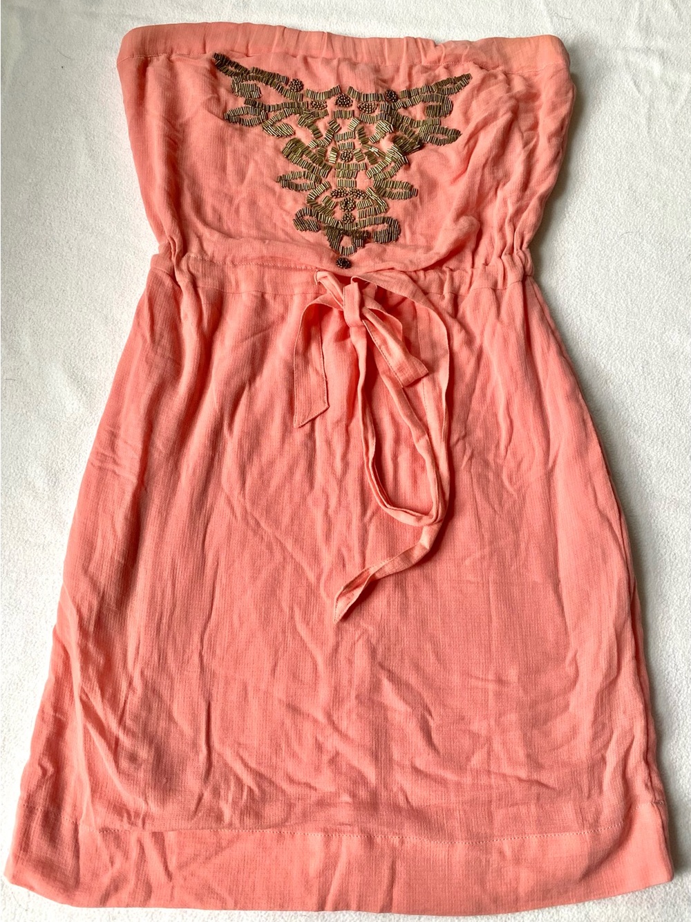 Banana Republic Coral Strapless Embellished Summer Dress